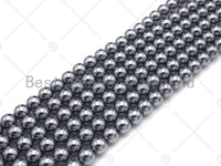 Quality Tera Hertz Round Smooth Beads,6mm/8mm Round Smooth Beads, Bright Gray Beads,15.5'' Full Strand,SKU#U1015