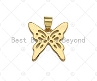 18K Gold Silver Butterfly Charms, Dainty Charms, Butterfly Pendant, Butterfly Necklace Charms, 17mm, Sku#F1298