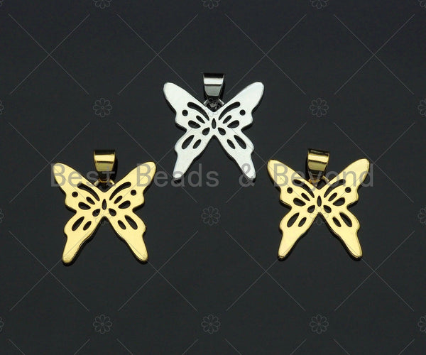 18K Gold Silver Butterfly Charms, Dainty Charms, Butterfly Pendant, Butterfly Necklace Charms, 17mm, Sku#F1298