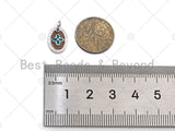 Brown Enamel Clover On Oval Pendant,CZ Micro Pave Enamel pendant,Enamel Charm,Enamel Jewelry,9x12mm,sku#Z1234