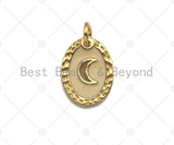 Gold/Silver Enamel Cresent Moon On Oval Pendant,CZ Micro Pave Enamel pendant,Enamel pendant,Enamel Jewelry,9x12mm,sku#Z1236