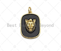 Colorful Enamel Medallion  Lion Head On Rectangle Pendant, Embossed Enamel pendant,Enamel Jewelry,16x23mm,sku#Z1241