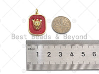 Colorful Enamel Medallion  Lion Head On Rectangle Pendant, Embossed Enamel pendant,Enamel Jewelry,16x23mm,sku#Z1241