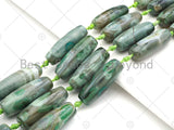Natural Light Green Agate Barrel Spacer Beads, Tibetan Agate Spacer Beads, Tibetan Dzi Beads, 14x40mm, Sku#U1024