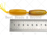 Natural Yellow Agate Barrel Spacer Beads, Yellow Agate Spacer Beads, Tibetan Dzi Beads, 14x40mm, Sku#U1026