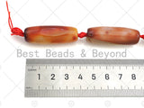 Natural Red Agate Barrel Spacer Beads, Dark Red Agate Spacer Beads, Tibetan Dzi Beads, 14x40mm, Sku#U1028