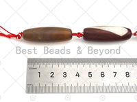 Natural Red Matt Agate Barrel Spacer Beads, Matt Agate Spacer Beads, Tibetan Dzi Beads, 14x40mm, Sku#U1029
