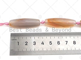 Natural Milky Pink Agate Barrel Spacer Beads, Pink Agate Spacer Beads, Tibetan Dzi Beads, 14x40mm, Sku#U1032