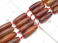 Natural Orange Red Agate Barrel Spacer Beads, Dark Red Agate Spacer Beads, Tibetan Dzi Beads, 14x40mm, Sku#U1034