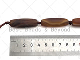 Natural Brown Matt Agate Barrel Spacer Beads, Matt Agate Spacer Beads, Tibetan Dzi Beads, 14x40mm, Sku#U1038
