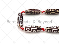 Natural Tibetan Agate Barrel Beads, Red White Dzi Drum Beads, Tibetan Dzi Beads, 10x30mm, Sku#U1042 Bestbeads&Beyond