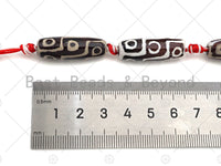 Natural Tibetan Agate Barrel Beads, Red White Dzi Drum Beads, Tibetan Dzi Beads, 10x30mm, Sku#U1042 Bestbeads&Beyond