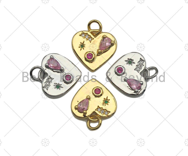 Colorful CZ Micro Pave Heart Pendant/Charm,Cubic Zirconia Paved Charm, Necklace Bracelet Charm Pendant,14x15mm, sku#L327