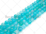 High Quality Aqua Round Faceted Agate, 6mm/8mm/10mm/12mm Blue Agate, 15.5'' Full Strand,SKU#UA191