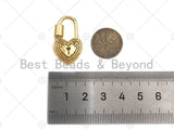 18K Gold Key Heart Lock Clasp, Gold Heart Shape Clasp, Chain Clasp, Lock clasp, Fancy Lock pendant, 16x28mm,sku#K145