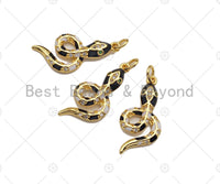 Black White Enamel Pave Snake Pendant/Charm,Cubic Zirconia Paved Charm, Protection Charm, Necklace Bracelet Charm Pendant,12x25mm, sku#L335 Bestbeads&Beyond