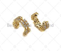 Gold Silver CC shape earring Cuff, Cuff earrings, Pave earrrings, Minimalist Ear Cuff, Ear wrap, ear cuff no piercing, 15mm, sku#O35