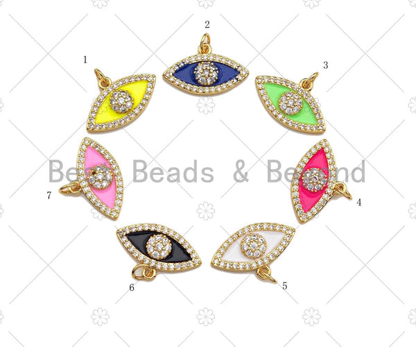 Colorful Enamel PAVE Evil Eye Pendant, Protection Eye Pendant, Gold Enamel Evil Eye Pendant, Pave enamel jewelry Findings,12x20mm,sku#LD14