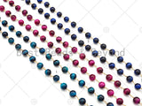 Teal Blue/Fuchsia/Navy Blue High Quality Tiger Eye Rosary Chain, 8mm Beaded Chain, Wire Wrapped Gold Chain,Sku#V81