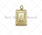Gold Initial Letter Charm, 18k Real Gold Plated Alphabet Pendant Charm,  Alphabet Letter Rectangle Charm, Initial Charm,13x18mm,sku#F1331