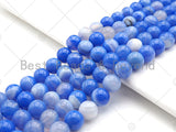 High Quality Light Blue Banded Agate Smooth, Round 8mm/10mm/12mm/14mm, Natural Light Blue Agate Beads, 15.5"Full Strand, sku#UA196