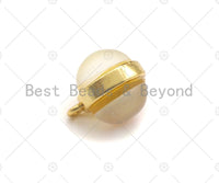 Manmade Moonstone Pendant/Charm, Blue/White/Yellow Gold Tone Pendant, Gold Charm Jewelry, 10x12mm, Sku#Y349