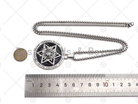 David Star Pendant Stainless Steel Silver Chain Necklace-Men's Necklace - Engraved Symbolic Jewelry - Pendant Necklace, sku#L340