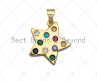 Colorful CZ Micro Pave Heart Star Clover Pendant Charm, Gold Filled star, heart, shamrock Charm, sku#L353