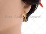 CZ Micro Pave Spike earrings, Spike Hoops,  Gold/Silver Spike Earrings, Gold hoops Dainty Earring, Everyday Earring, 30mm, Sku#J305 Bestbeads&Beyond