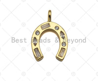 CZ Micro Pave Wish Bone Shape Pendant, Cubic Zirconia Horseshoe Shape Charm, Necklace Bracelet Earrings Making Charm, 15x22mm,sku#L367