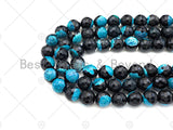 Natural Blue Fire Agate Round Faceted Beads, 8mm/10mm/12mm Blue Black Fire Agate, Natural Agate, 15.5" Full Strand, Sku#U1061 Bestbeads&Beyond