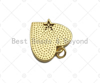 Clear Micro Pave CZ  Star On Enamel Heart Pendant with Gold Finish,Red Blue White Enamel Heart, Colorful Enamel Heart, 20x20mm, sku#LK164 Bestbeads&Beyond