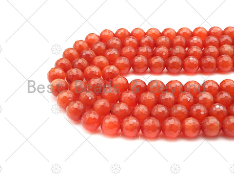 Special Cut Cat's Eye Orange Round Faceted Beads, 6mm/8mm/10mm/12mm Round Faceted, 15.5'' Full Strand, Sku#UA208