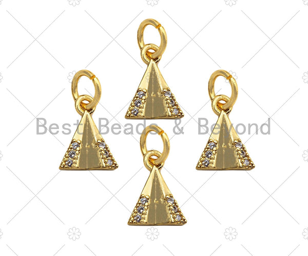 CZ Micro Pave Dainty Gold Triangle Charms, Dainty Pyramid Charms, Gold Charm Pendant, Triangle Necklace Charms,8x10mm, Sku#F1343