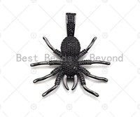 CZ Micro Pave Spider Shaped Pendant/Charm, Cubic Zirconia Pendant Charm, Focal Spider Charm, Halloween Charm, 40x47mm,Sku#L380 Bestbeads&Beyond