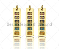 Colorful CZ Micro Pave Long Bar Rectangle Shape Pendant, Cubic Zirconia Rectangle Pendant, Gold Tone pendant, 7x25mm, sku#LK178 Bestbeads&Beyond