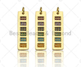 Colorful CZ Micro Pave Long Bar Rectangle Shape Pendant, Cubic Zirconia Rectangle Pendant, Gold Tone pendant, 7x25mm, sku#LK178 Bestbeads&Beyond