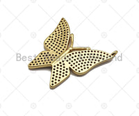 Colorful CZ Micro Pave Butterfly Shape Pendant, Cubic Zirconia Butterfly Pendant, Gold Tone Pendant, 26x28mm, sku#LK181