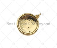 CZ Micro Pave Round Dish Shape Pendant/Charm,Cubic Zirconia Charm, Necklace Bracelet Charm Pendant,16x18mm, Sku#L408