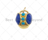 Cobalt Enamel Round Ball Pendant Charm, 3D Ball Turquoise Blue Pendant, Gold Enamel Ball Pendant, Enamel Jewelry Findings,12x13mm,Sku#L454 Bestbeads&Beyond