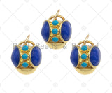 Cobalt Enamel Round Ball Pendant Charm, 3D Ball Turquoise Blue Pendant, Gold Enamel Ball Pendant, Enamel Jewelry Findings,12x13mm,Sku#L454 Bestbeads&Beyond