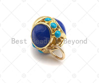 Cobalt Enamel Round Ball Pendant Charm, 3D Ball Turquoise Blue Pendant, Gold Enamel Ball Pendant, Enamel Jewelry Findings,12x13mm,Sku#L454 Bestbeads&Beyond