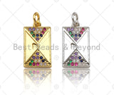 Colorful CZ Micro Pave Double Triangle On Rectangle Pendant/Charm, Bracelet Necklace CZ Rectangle Pendant Charm,9x16mm,Sku#L463