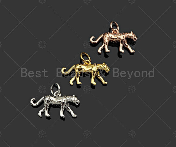 3D CZ Pave Leopard Pendant/Charm, Bracelet Necklace Jaguar Panther Pendant Charm, Silver/Gold/Rose Gold Tone,18x10mm,Sku#Y372