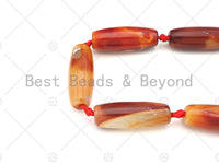 Natural Red Agate Barrel Spacer Beads, Dark Red Agate Spacer Beads, Tibetan Dzi Beads, 14x40mm, Sku#U1028