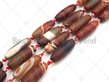 Natural Red Matt Agate Barrel Spacer Beads, Matt Agate Spacer Beads, Tibetan Dzi Beads, 14x40mm, Sku#U1029