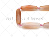 Natural Milky Pink Agate Barrel Spacer Beads, Pink Agate Spacer Beads, Tibetan Dzi Beads, 14x40mm, Sku#U1032