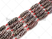 Natural Tibetan Agate Barrel Beads, Red White Dzi Drum Beads, Tibetan Dzi Beads, 10x30mm, Sku#U1042 Bestbeads&Beyond