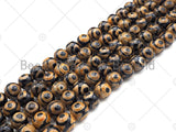 Natural Tibetan Light Orange Agate with Eye Beads, Dzi Eye Agate Beads, 6mm/8mm/10mm Tibetan Round Smooth Agate,15.5" Full Strand, Sku#U1046