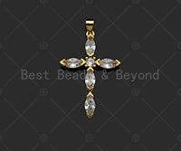 Big CZ Micro Pave Cross Shape Pendant, 18K Gold Filled Cubic Zirconia Cross Charm, Necklace Bracelet Charm Pendant,24x36mm, Sku#LD23